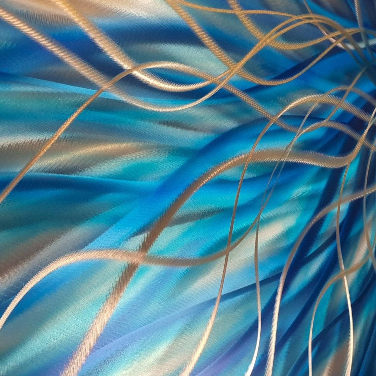 Blue Metal Painting – Abstract Botanical Wall Art Sculpture – Modern Decor Accent - Modern Elements Metal Art - ME8495ZX