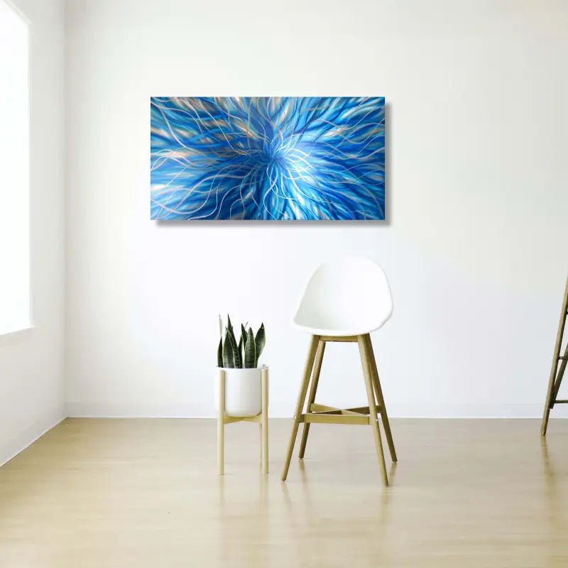 Blue Metal Wall Art Titled "Radiation" - Modern Elements Metal Art - ME368928SX