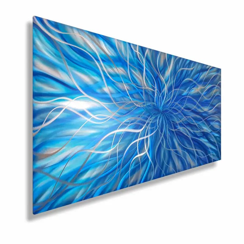 Blue Metal Wall Art Titled "Radiation" - Modern Elements Metal Art - ME368928SX