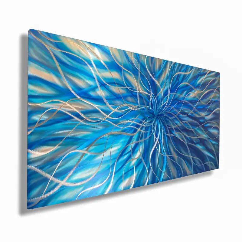 Blue Metal Wall Art Titled "Radiation" - Modern Elements Metal Art - ME368928SX