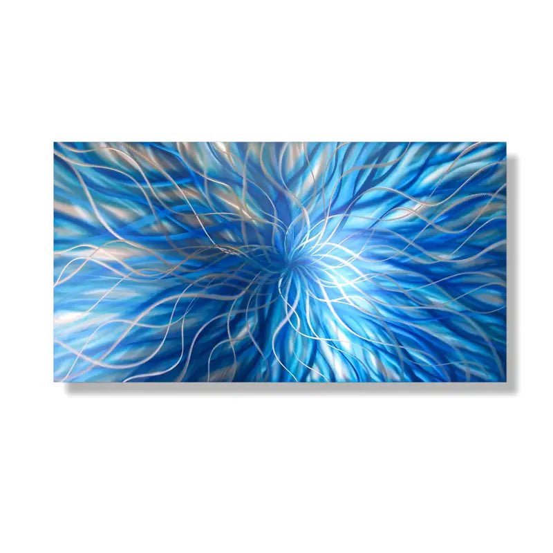 Blue Metal Wall Art Titled "Radiation" - Modern Elements Metal Art - ME368928SX