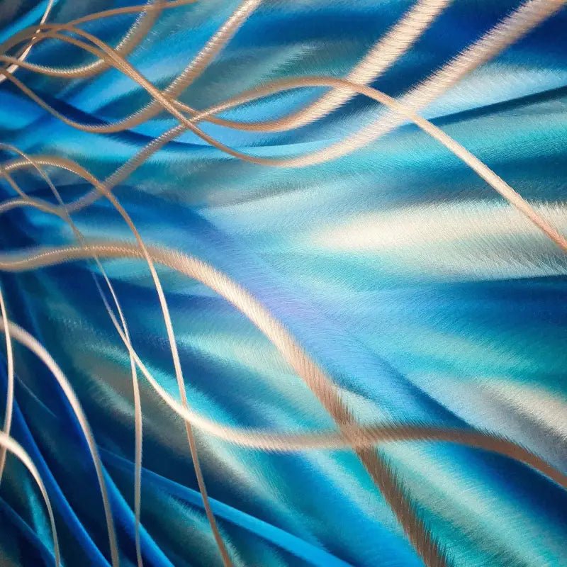 Blue Metal Wall Art Titled "Radiation" - Modern Elements Metal Art - ME368928SX