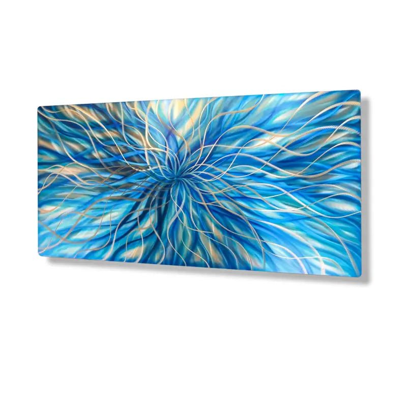 Blue Metal Wall Art Titled "Radiation" - Modern Elements Metal Art - ME368928SX