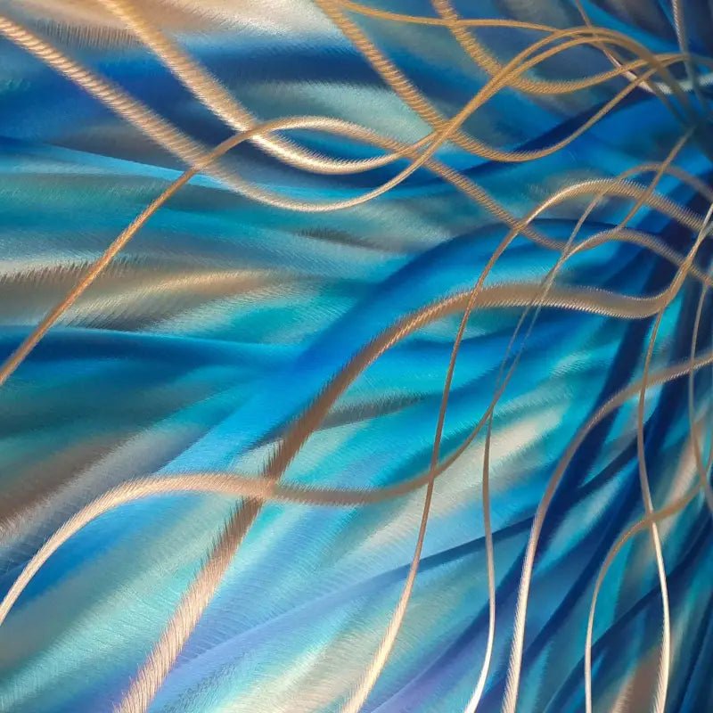 Blue Metal Wall Art Titled "Radiation" - Modern Elements Metal Art - ME368928SX