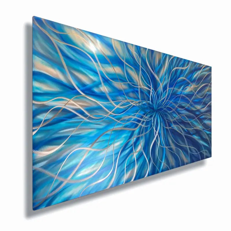 Blue Metal Wall Art Titled "Radiation" - Modern Elements Metal Art - ME368928SX