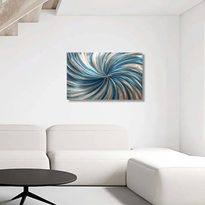 Blue Wall Art Sculpture Titled "Blue Spiral" - Modern Elements Metal Art - ME4652339SX
