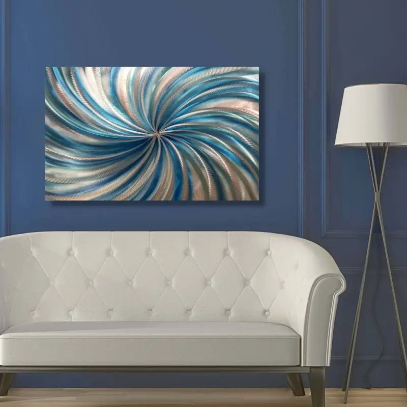 Blue Wall Art Sculpture Titled "Blue Spiral" - Modern Elements Metal Art - ME4652339SX