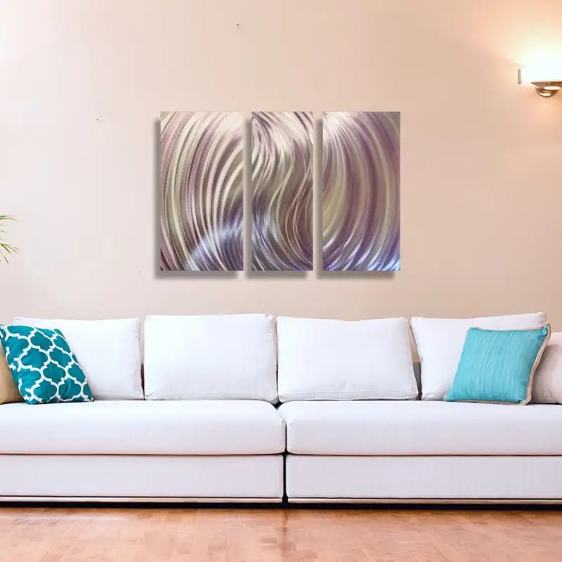 Blush and Silver Metal Wall Art Titled Forces - Modern Elements Metal Art - ME960TE