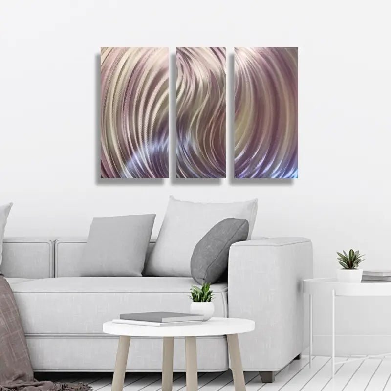 Blush and Silver Metal Wall Art Titled Forces - Modern Elements Metal Art - ME960TE