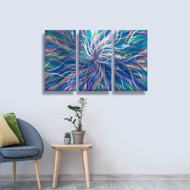 Contemporary Metal Wall Art Titled "Radiation" (Regal Edition) - Modern Elements Metal Art - ME46578