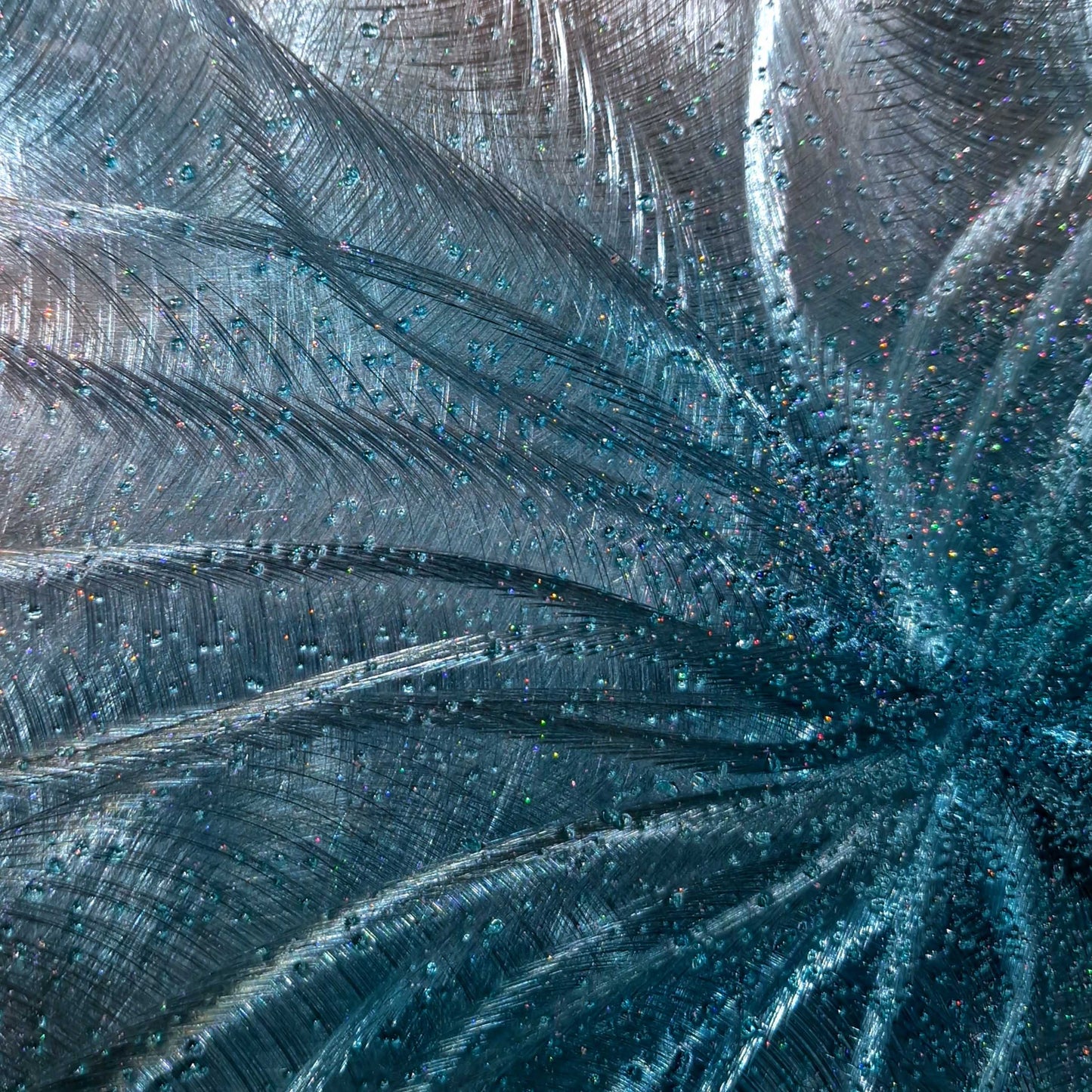 Crushed Glass Turquoise Metal Wall Art Titled "Radion" Limited Edition - Modern Elements Metal Art - ME967965HK