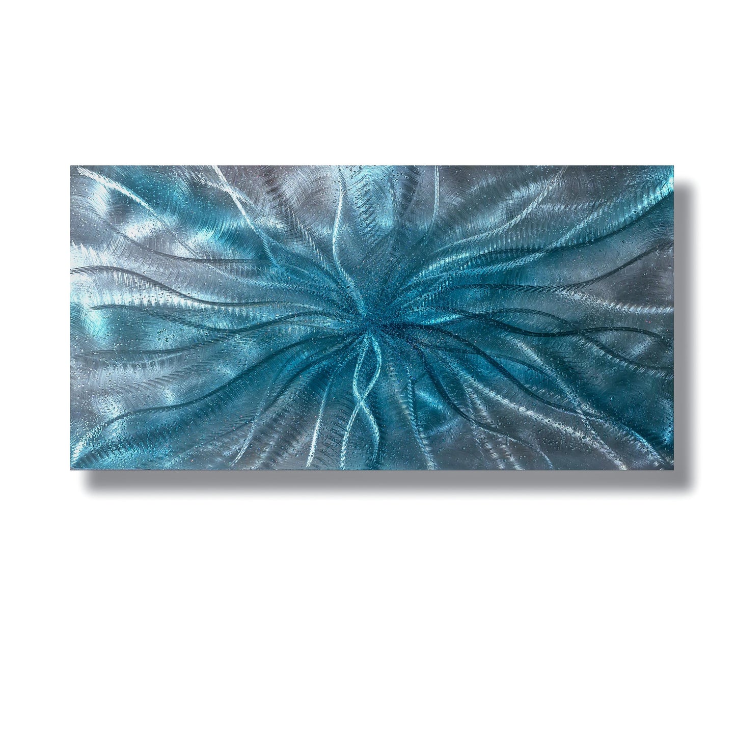 Crushed Glass Turquoise Metal Wall Art Titled "Radion" Limited Edition - Modern Elements Metal Art - ME967965HK