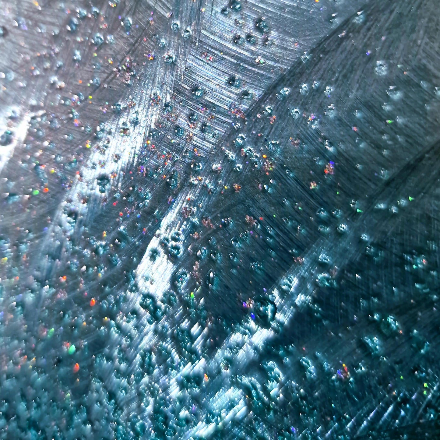 Crushed Glass Turquoise Metal Wall Art Titled "Radion" Limited Edition - Modern Elements Metal Art - ME967965HK