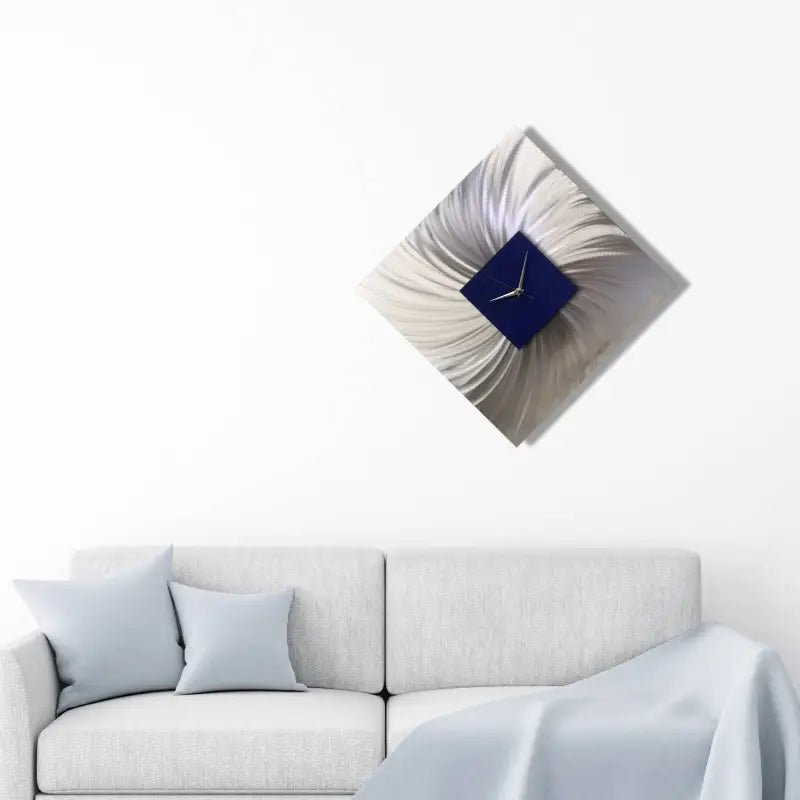 Dark Blue Wall Clock Titled Nobel - Modern Elements Metal Art - ME798864
