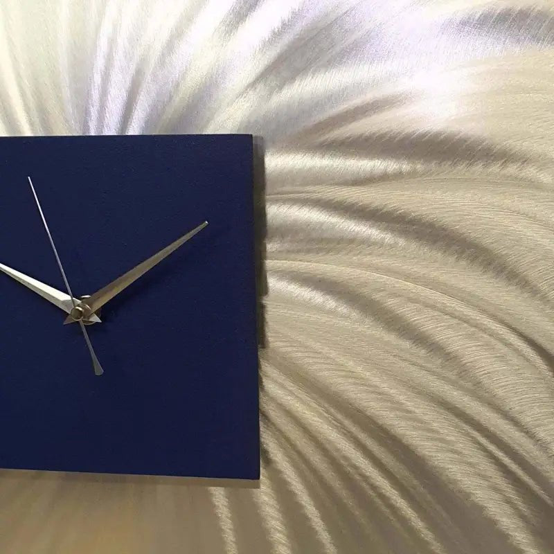 Dark Blue Wall Clock Titled Nobel - Modern Elements Metal Art - ME798864