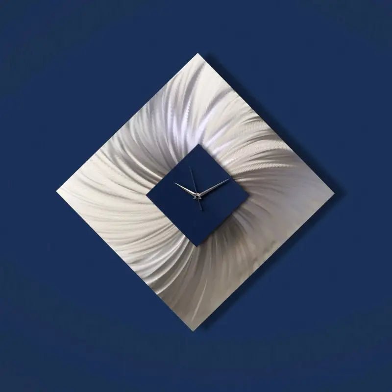 Dark Blue Wall Clock Titled Nobel - Modern Elements Metal Art - ME798864