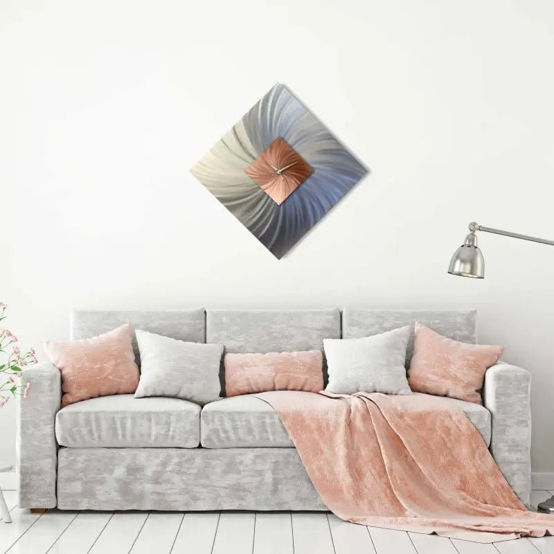 Diamond Wall Clock Titled "Methone" - Modern Elements Metal Art - ME70866