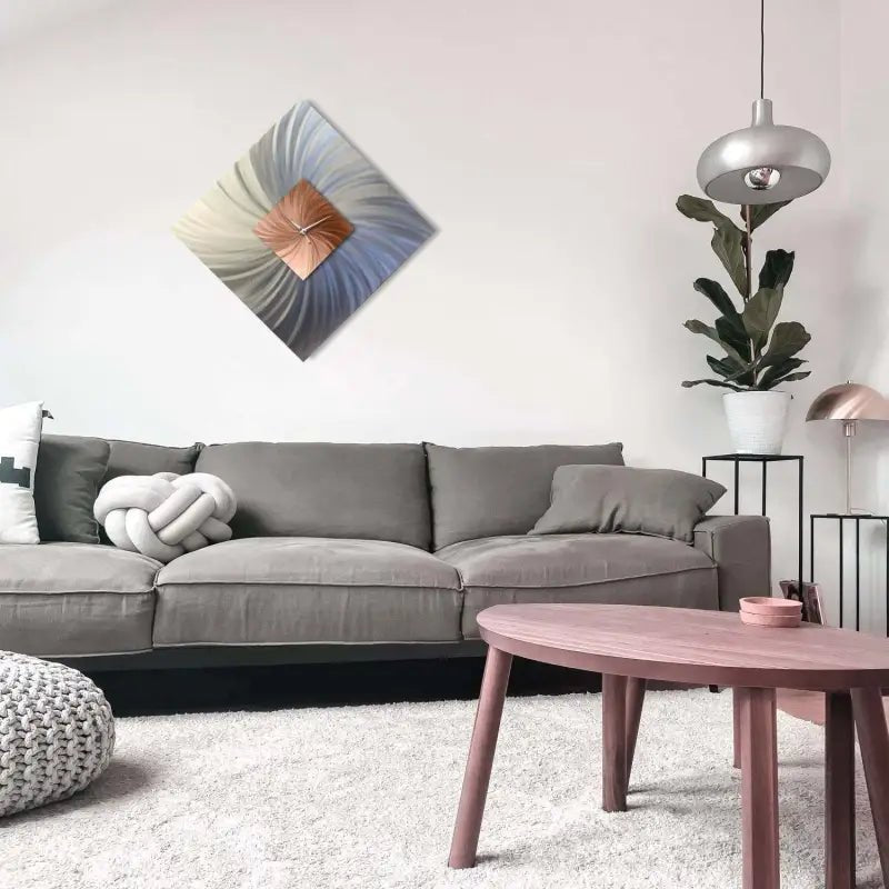 Diamond Wall Clock Titled "Methone" - Modern Elements Metal Art - ME70866