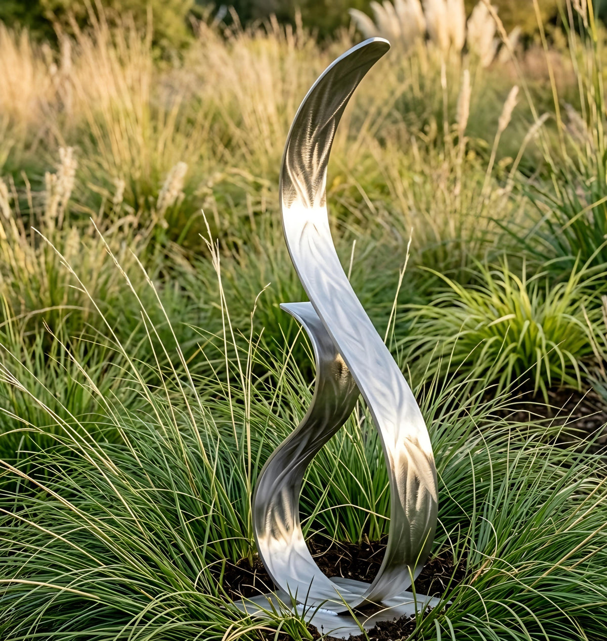 Modern Metal Sculpture in Silver: Wish