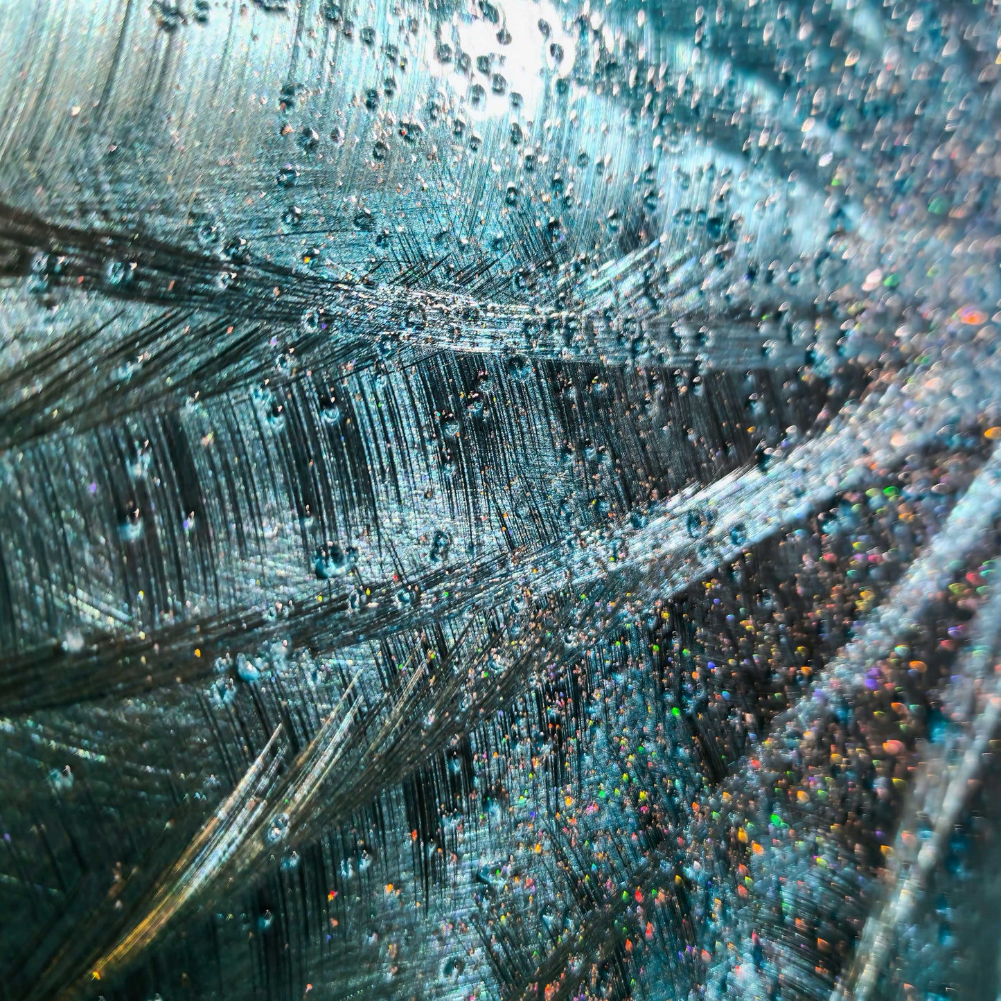 Crushed Glass Turquoise Metal Wall Art Titled "Atomique" Limited Edition