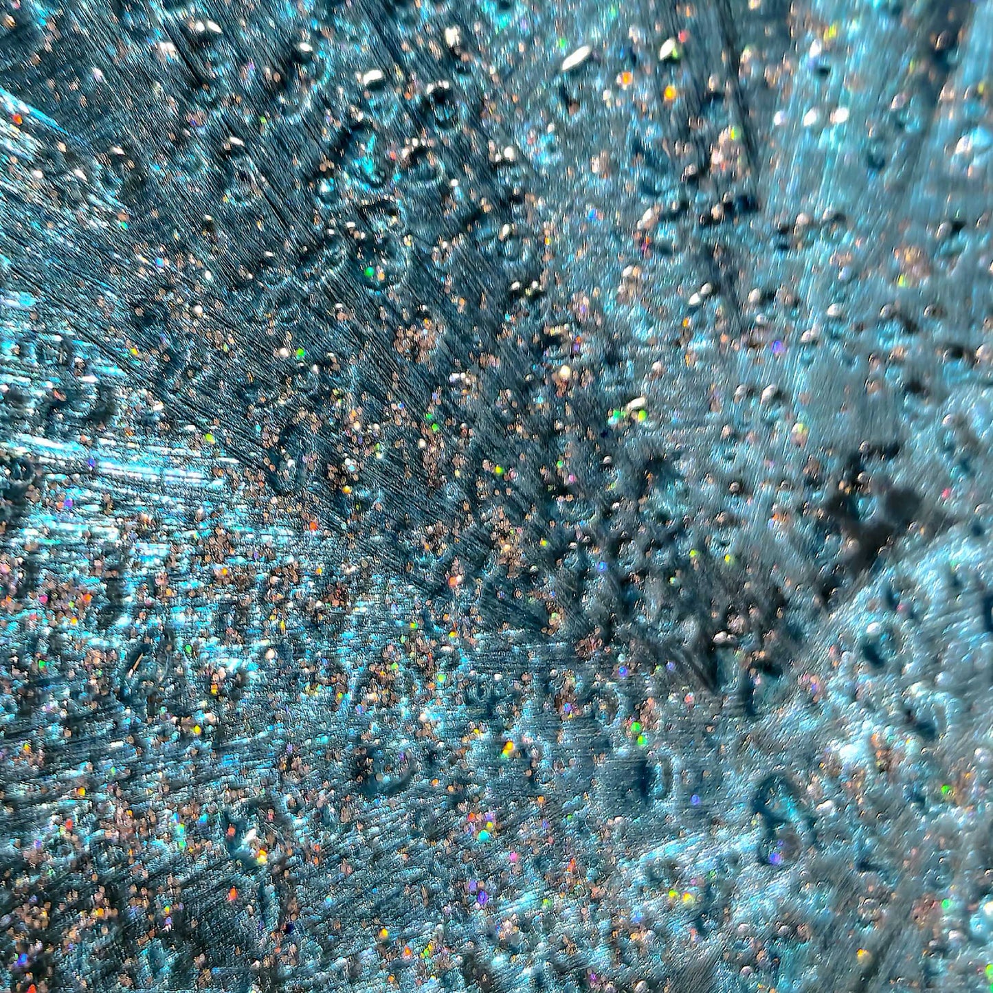 Crushed Glass Turquoise Metal Wall Art Titled "Atomique" Limited Edition