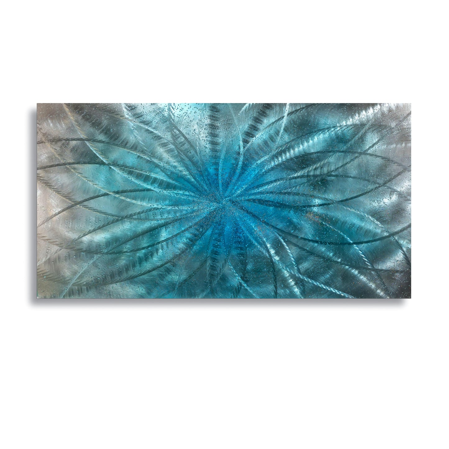 Crushed Glass Turquoise Metal Wall Art Titled "Atomique" Limited Edition