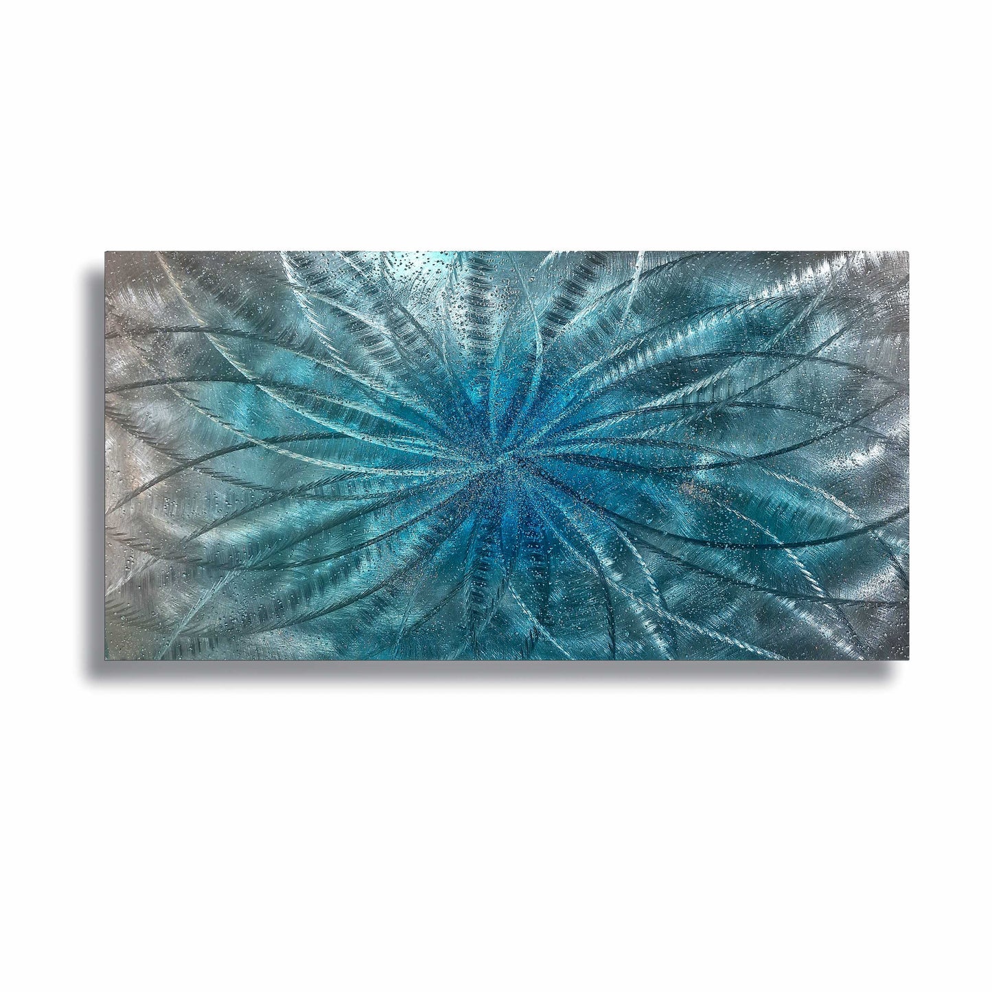 Crushed Glass Turquoise Metal Wall Art Titled "Atomique" Limited Edition