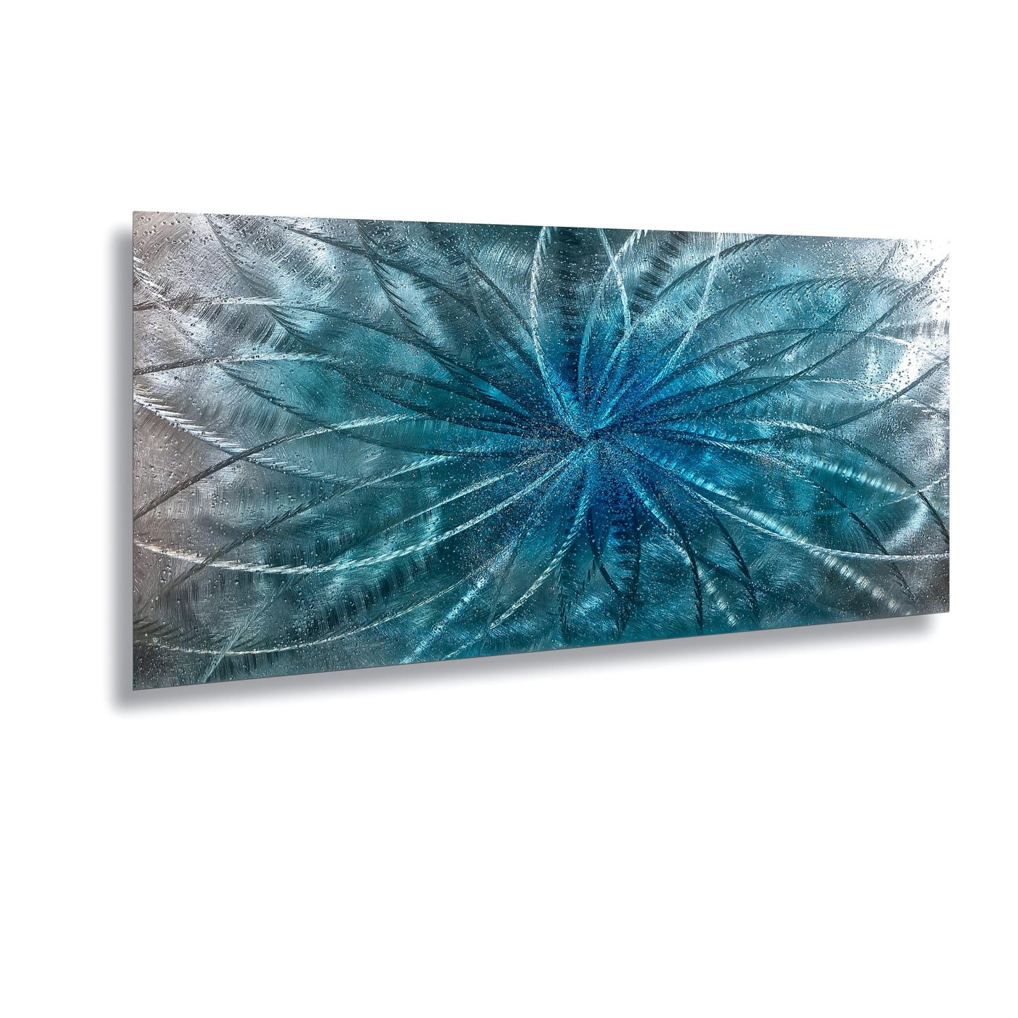 Crushed Glass Turquoise Metal Wall Art Titled "Atomique" Limited Edition