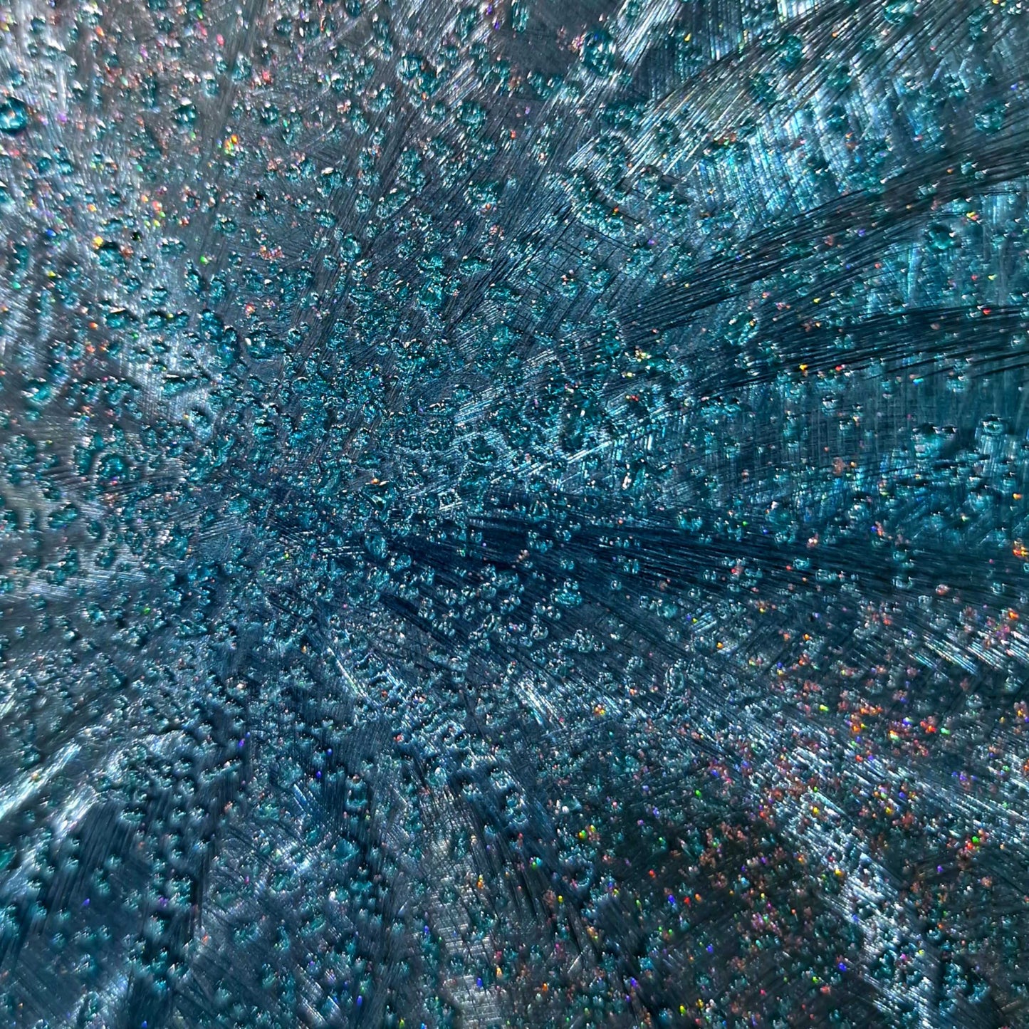 Crushed Glass Turquoise Metal Wall Art Titled "Atomique" Limited Edition