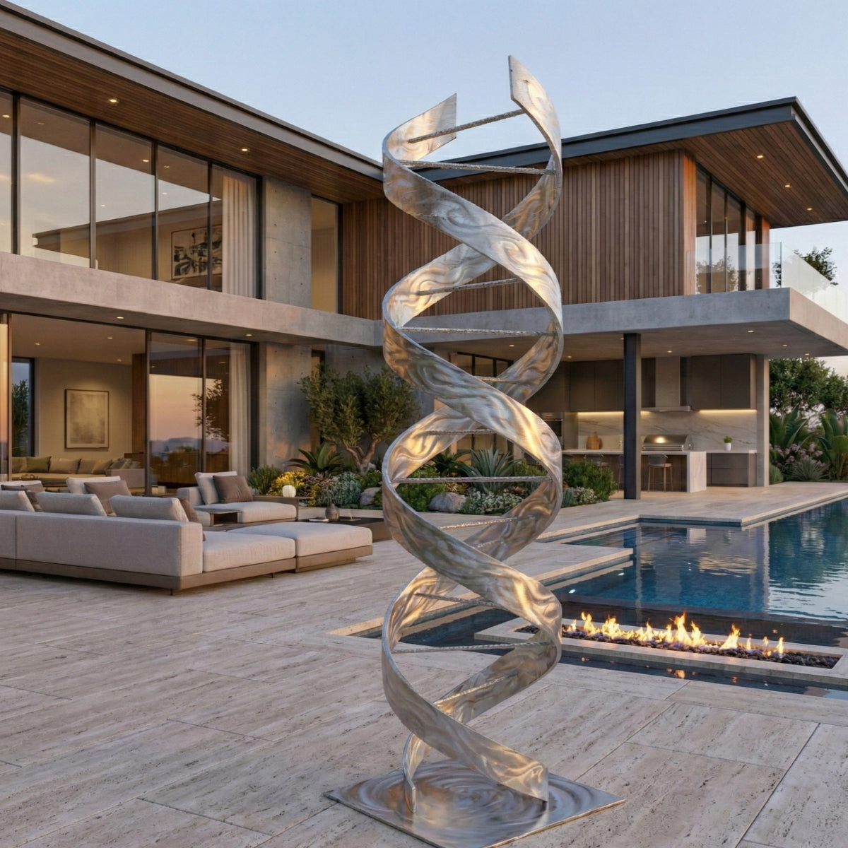 Abstract Metal Sculpture: Luxury Modern Art Titled Helixium