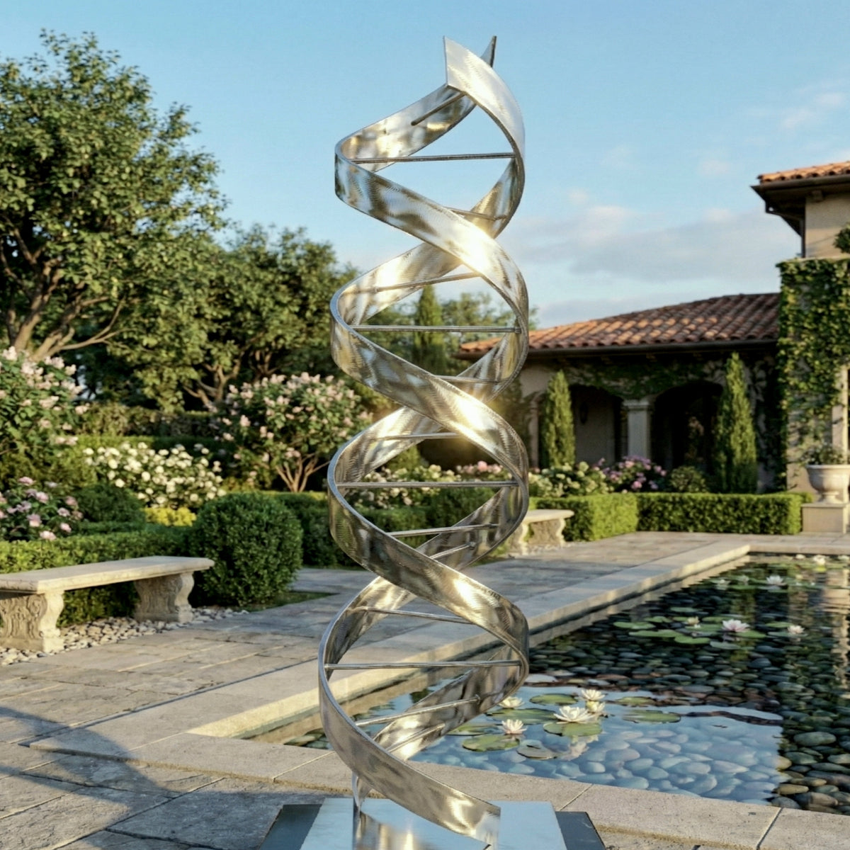 Abstract Metal Sculpture: Luxury Modern Art Titled Helixium
