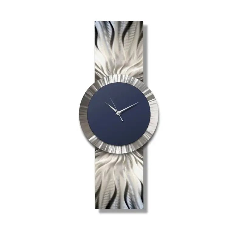 Extra Large Navy Blue Wall Clock Titled Zeta - Modern Elements Metal Art - ME6483D