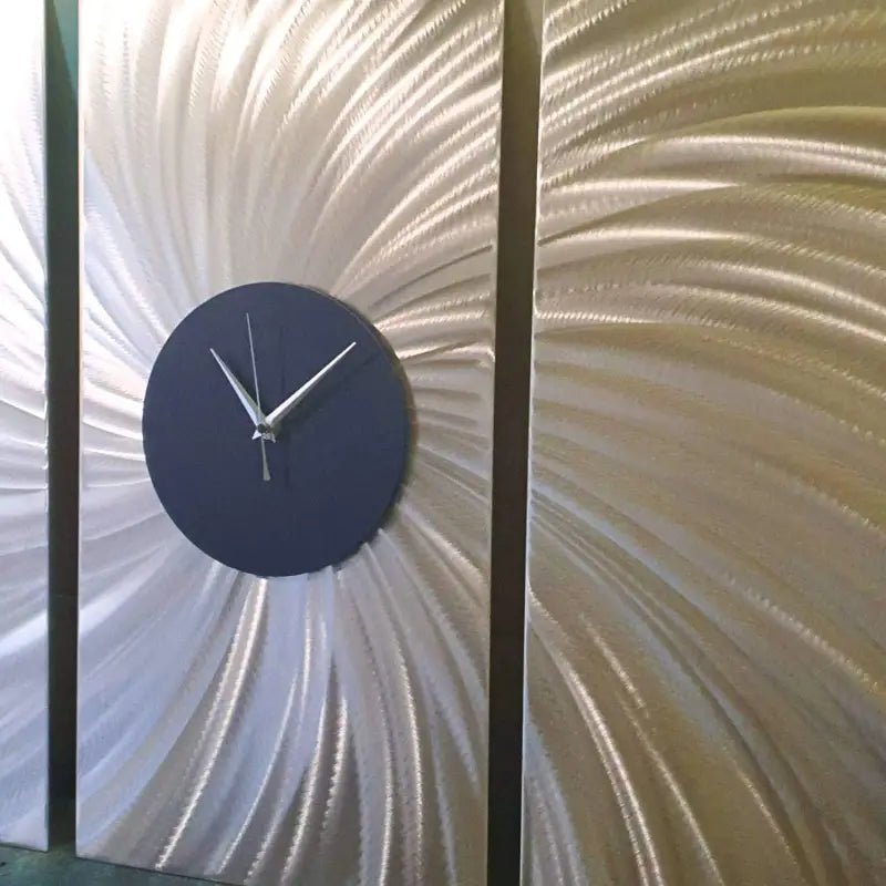 Extra Large Navy Wall Clock Titled Solaris (Set of 3) - Modern Elements Metal Art - ME0573P1
