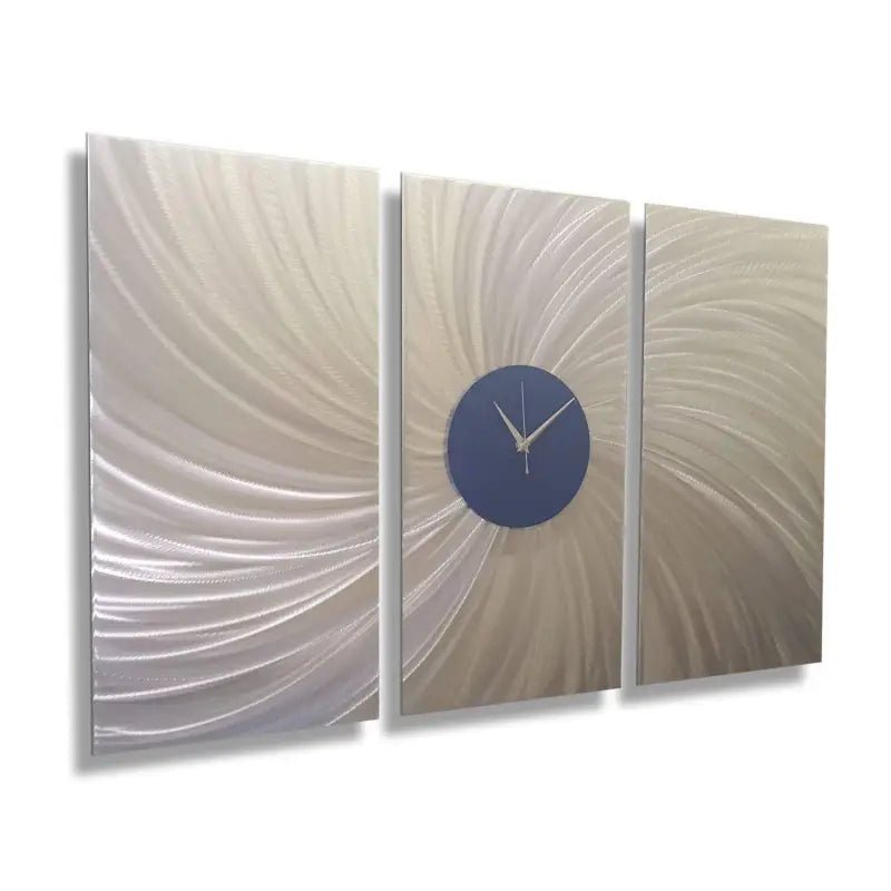 Extra Large Navy Wall Clock Titled Solaris (Set of 3) - Modern Elements Metal Art - ME0573P1
