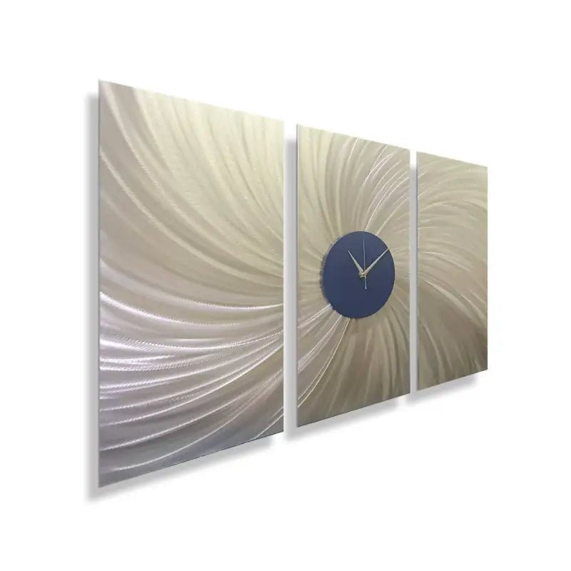 Extra Large Navy Wall Clock Titled Solaris (Set of 3) - Modern Elements Metal Art - ME0573P1