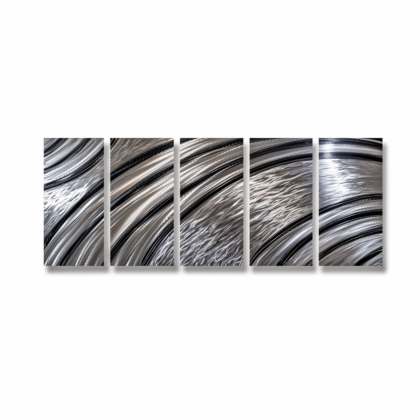 Extra Large Silver Wall Art Titled Riviera (Set of 5) - Modern Elements Metal Art - SKU379KHL