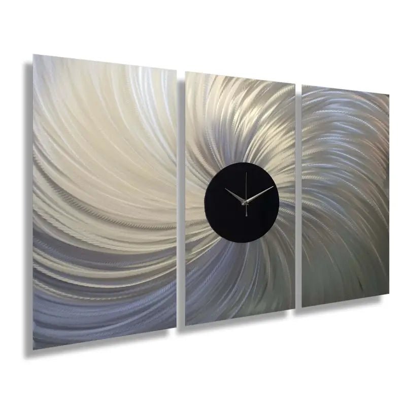 Extra Large Wall Clock Titled "Black Hole" Set of 3 - Modern Elements Metal Art - ME0823P9