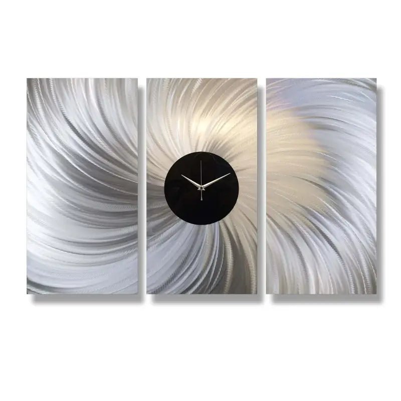 Extra Large Wall Clock Titled "Black Hole" Set of 3 - Modern Elements Metal Art - ME0823P9
