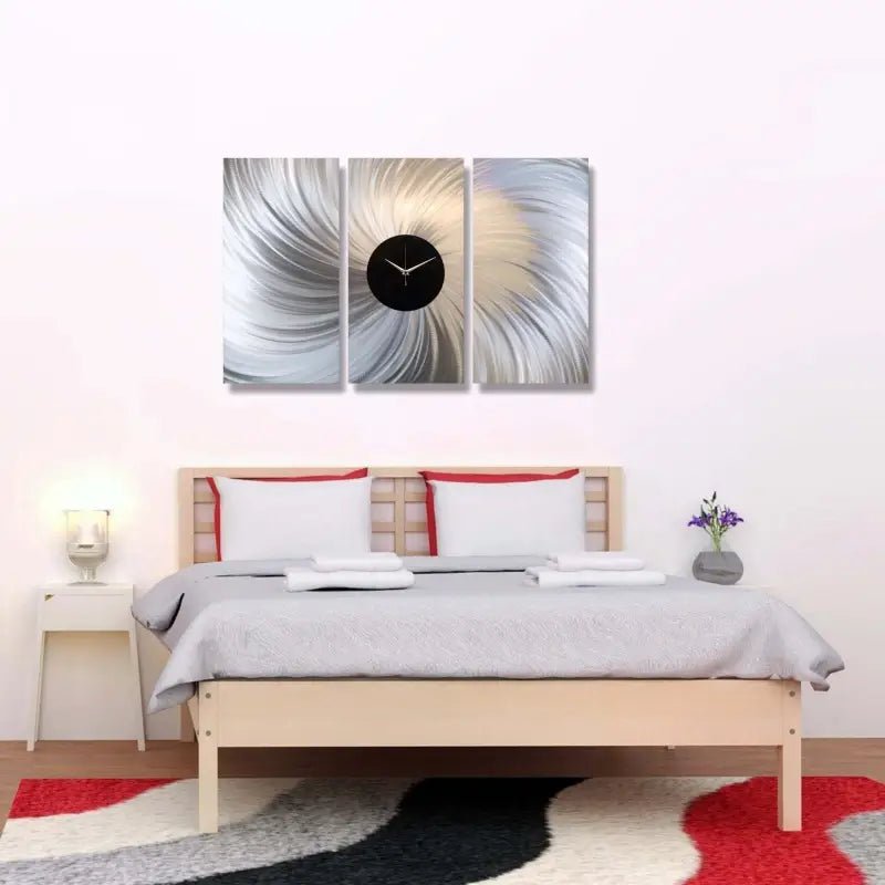 Extra Large Wall Clock Titled "Black Hole" Set of 3 - Modern Elements Metal Art - ME0823P9