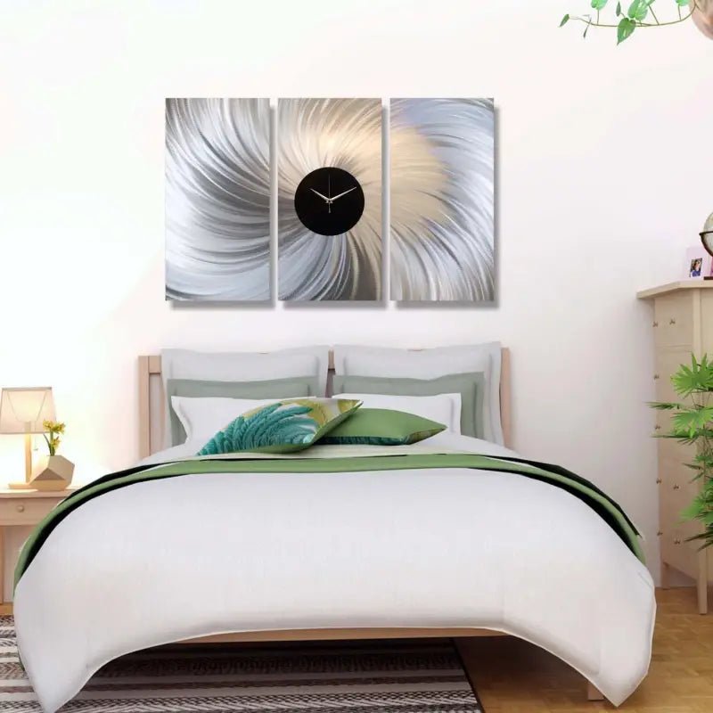 Extra Large Wall Clock Titled "Black Hole" Set of 3 - Modern Elements Metal Art - ME0823P9