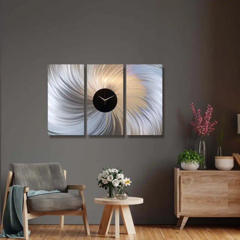 Extra Large Wall Clock Titled "Black Hole" Set of 3 - Modern Elements Metal Art - ME0823P9