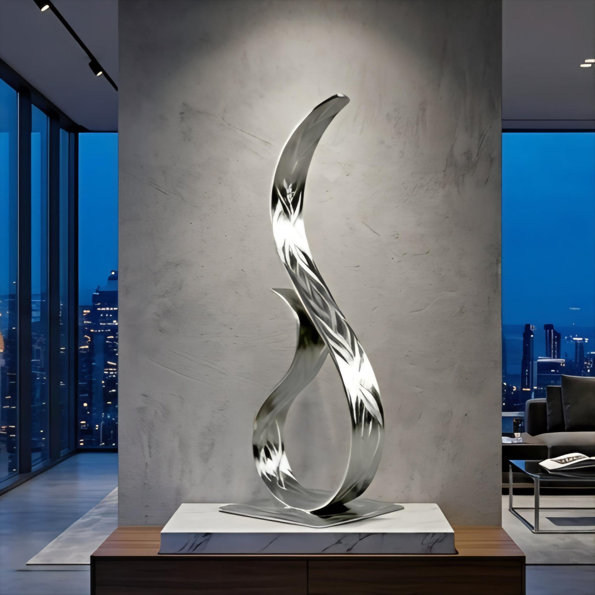 Modern Metal Sculpture in Silver: Wish