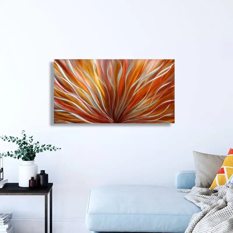 Fire Metal Wall Art Sculpture Titled Modern Flame - Modern Elements Metal Art - ME6789H