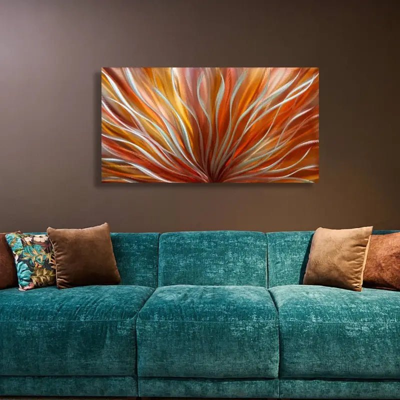 Fire Metal Wall Art Sculpture Titled Modern Flame - Modern Elements Metal Art - ME6789H