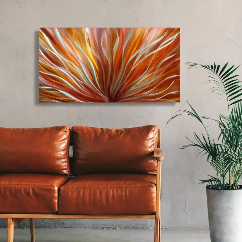 Fire Metal Wall Art Sculpture Titled Modern Flame - Modern Elements Metal Art - ME6789H