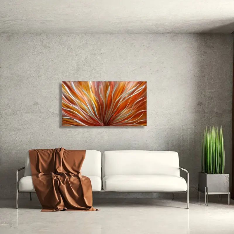 Fire Metal Wall Art Sculpture Titled Modern Flame - Modern Elements Metal Art - ME6789H