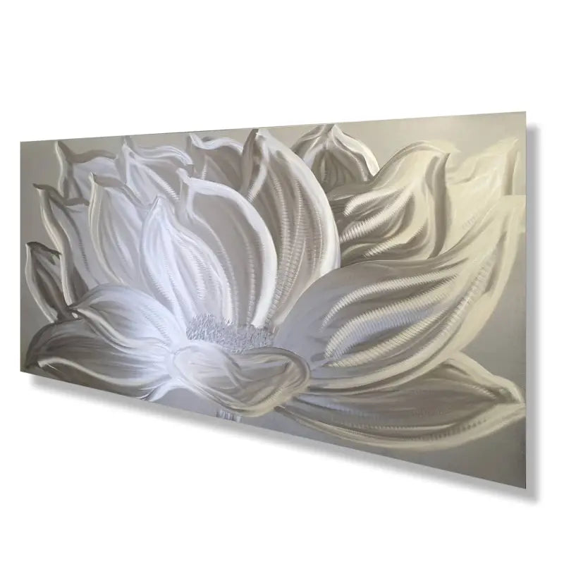 Flower Wall Art Titled "Silver Lotus" - Modern Elements Metal Art