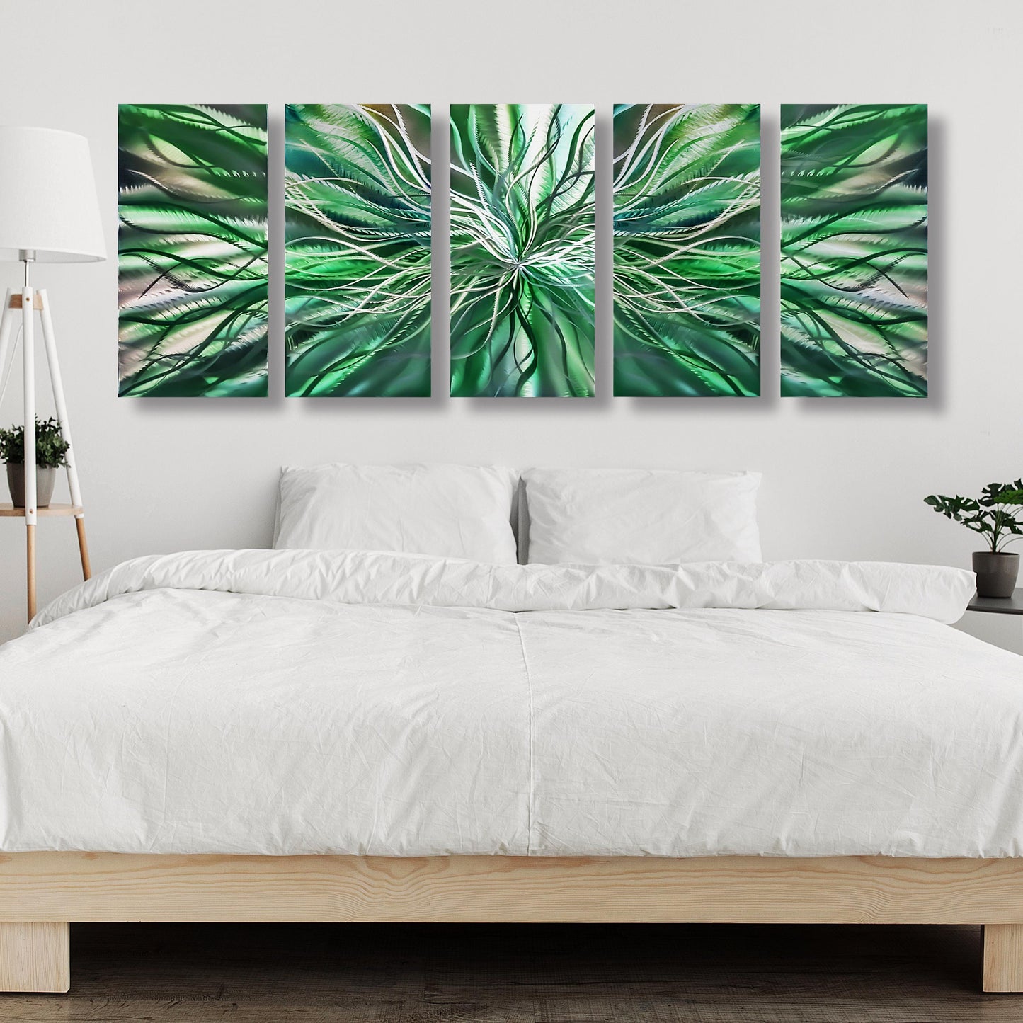 Green Metal Wall Art Set Titled Radiation - Modern Elements Metal Art - ME98489ZX
