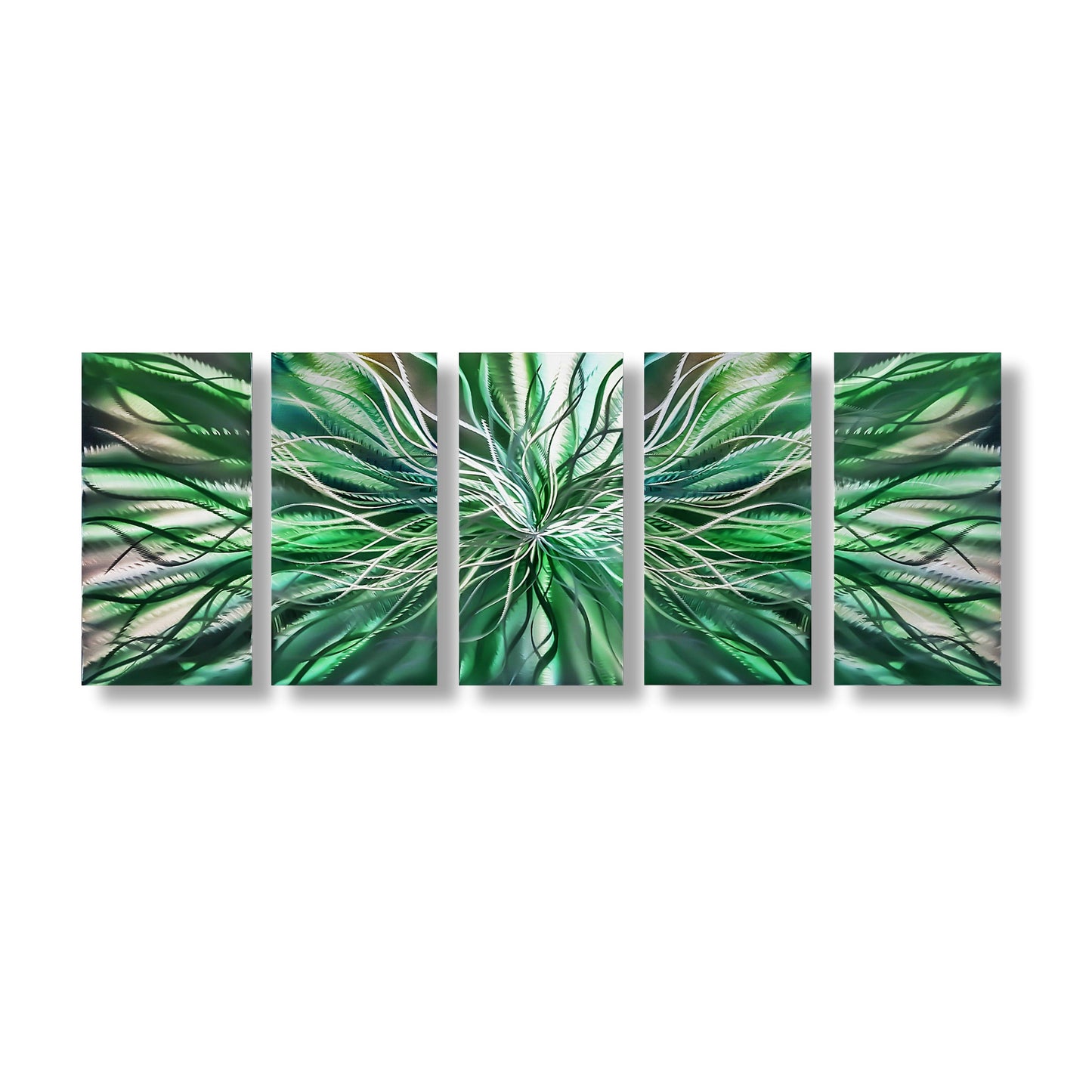 Green Metal Wall Art Set Titled Radiation - Modern Elements Metal Art - ME98489ZX