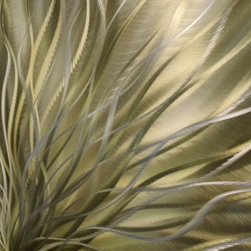 Green Wall Artwork Titled "Inbloom" (Green Gold Edition) - Modern Elements Metal Art - 456789